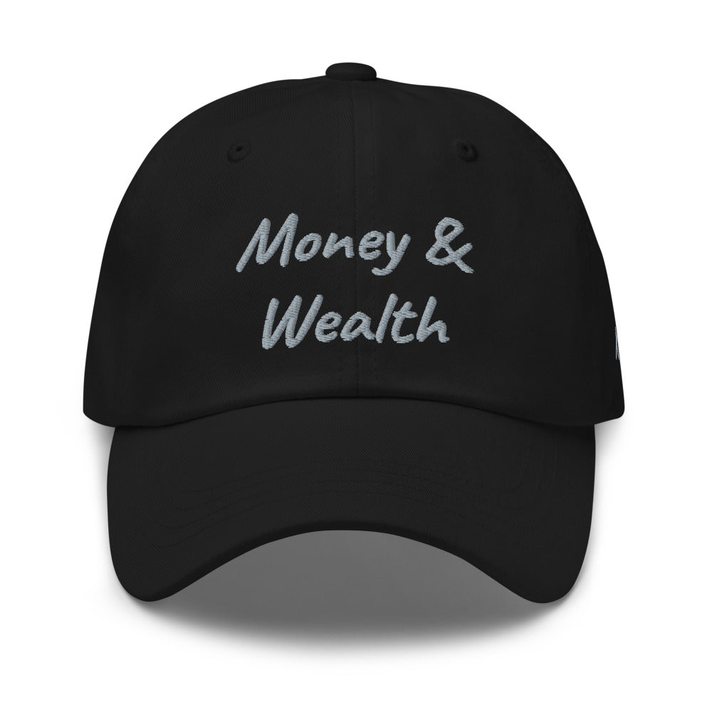 Money & Wealth In Silver Embroidery on Classic Dad Hat