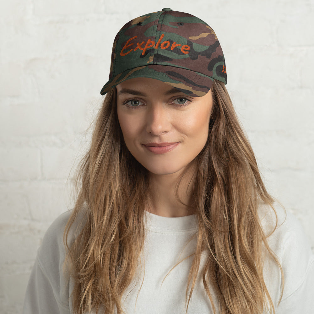 Explore In Amber Embroidery on Classic Dad Hat