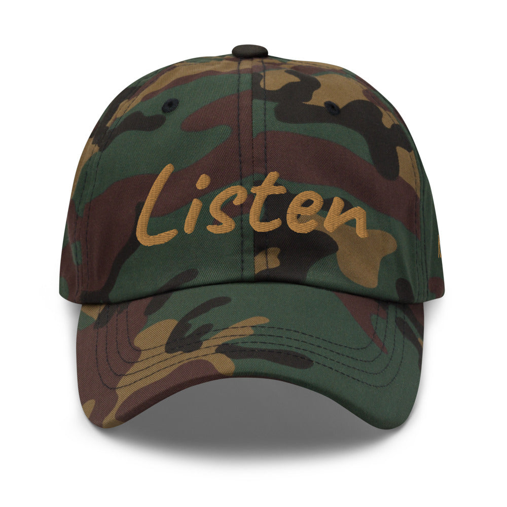 Listen In Copper Embroidery on Classic Dad Hat