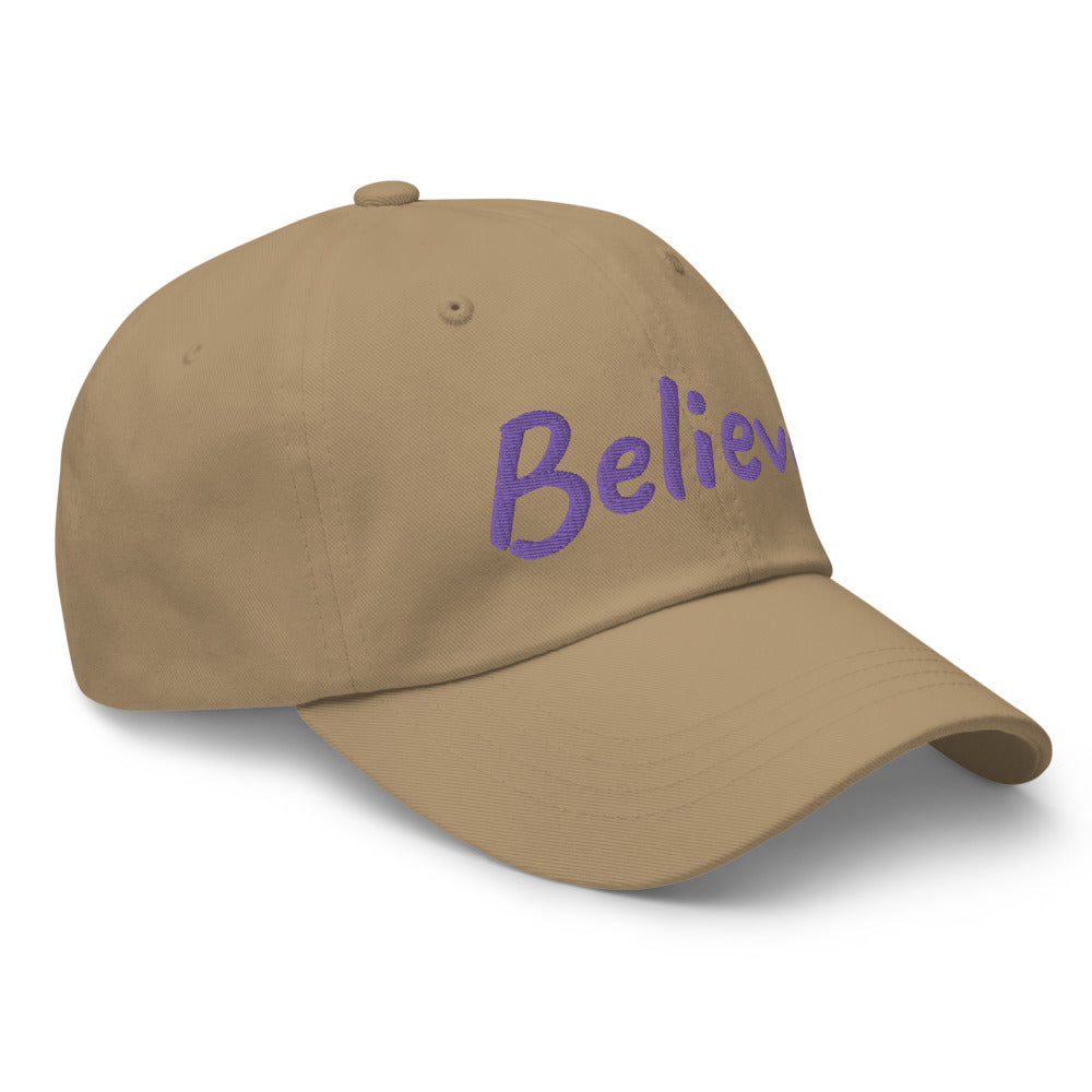 Believe In Amethyst Embroidery on Classic Dad Hat