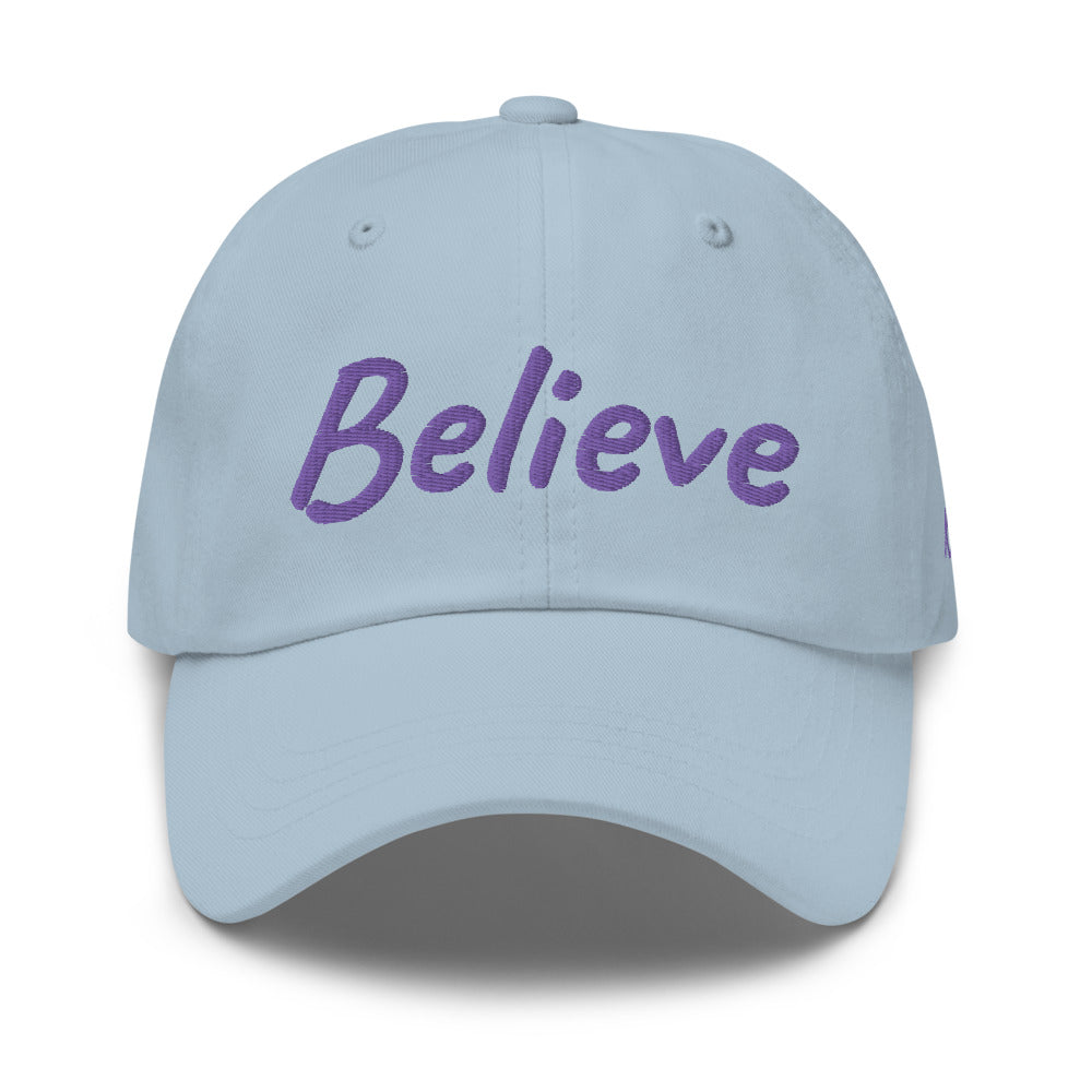 Believe In Amethyst Embroidery on Classic Dad Hat