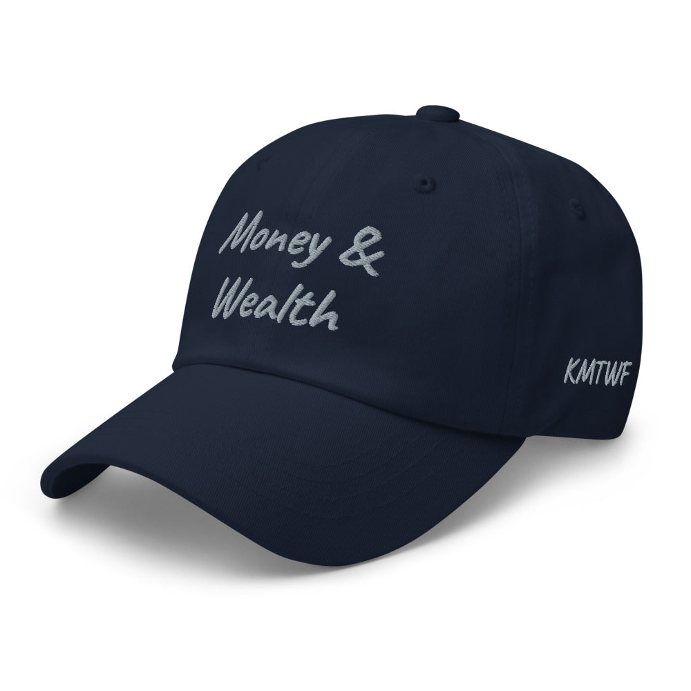 Money & Wealth In Silver Embroidery on Classic Dad Hat