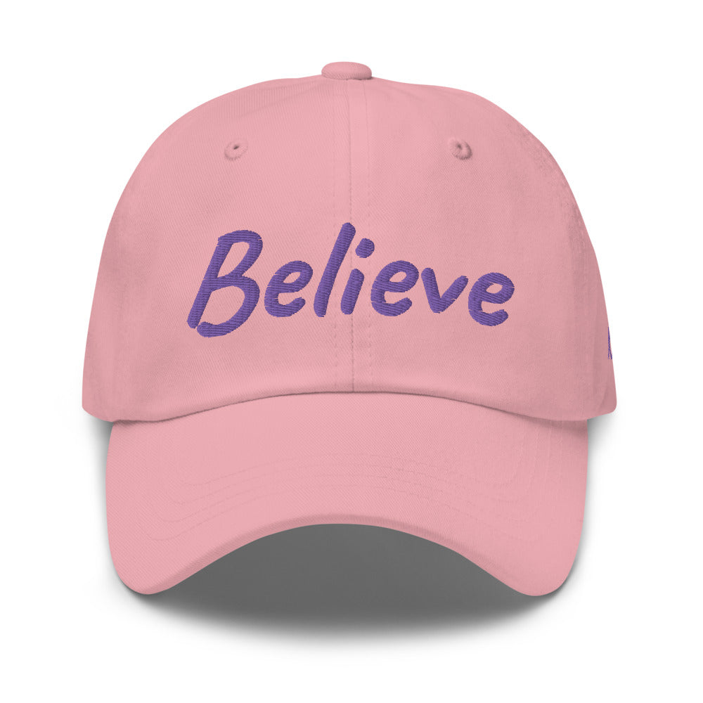 Believe In Amethyst Embroidery on Classic Dad Hat