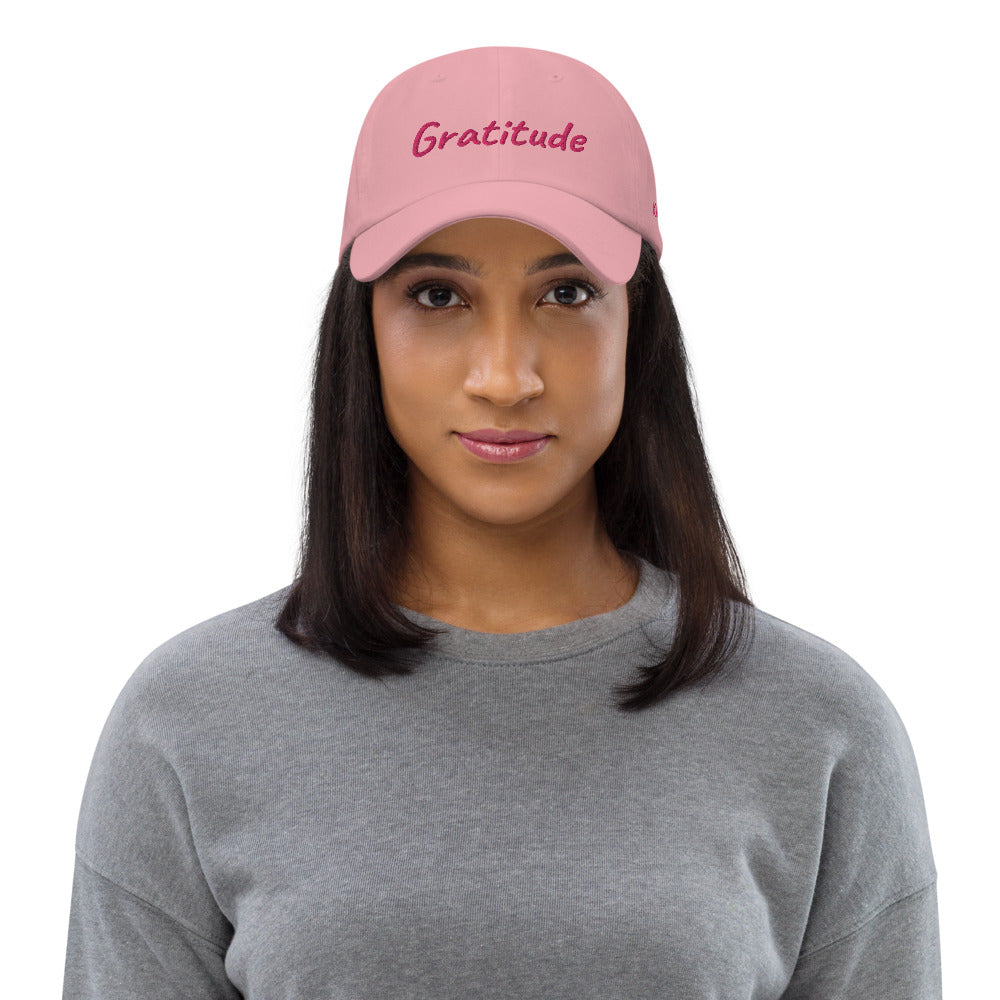 Gratitude In Star Rose Quartz Embroidery on Classic Dad Hat