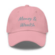 Money & Wealth In Silver Embroidery on Classic Dad Hat