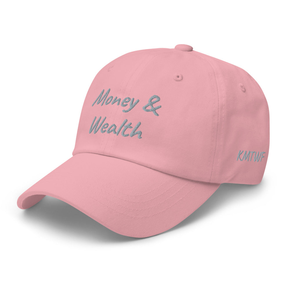 Money & Wealth In Silver Embroidery on Classic Dad Hat