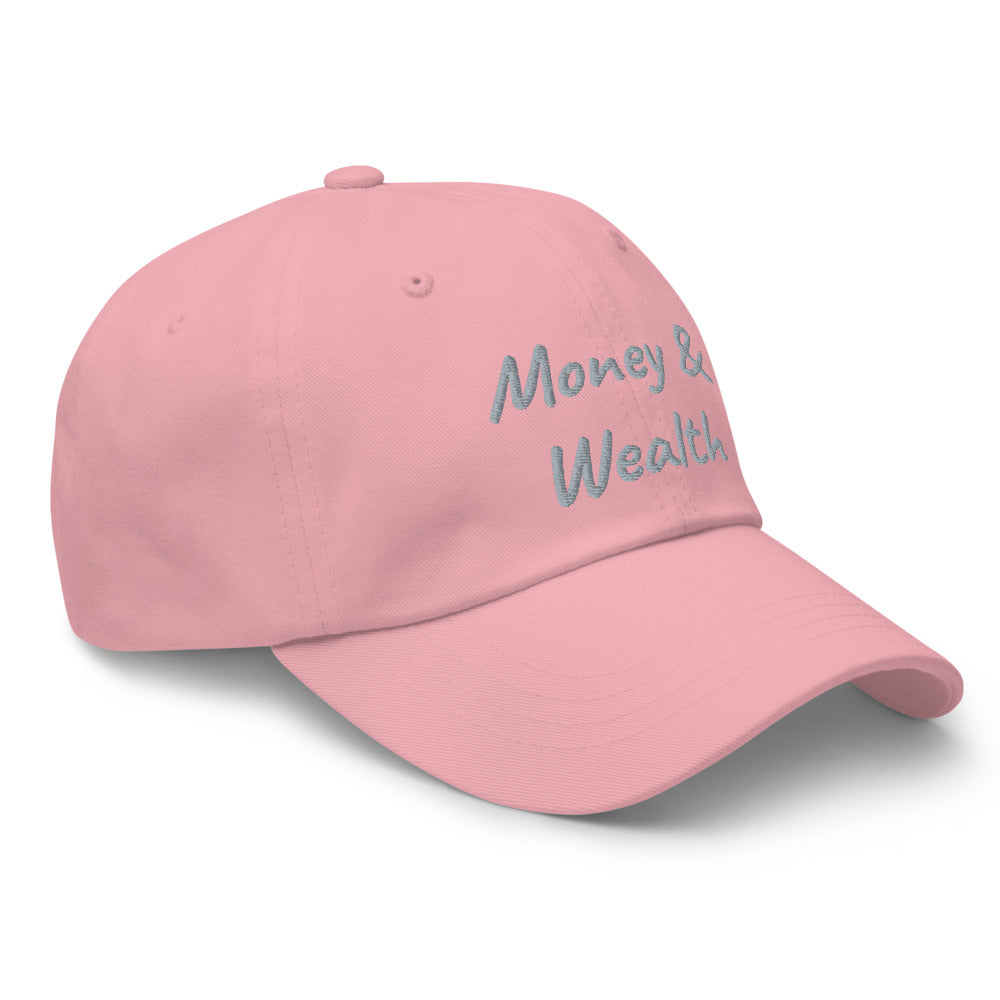 Money & Wealth In Silver Embroidery on Classic Dad Hat