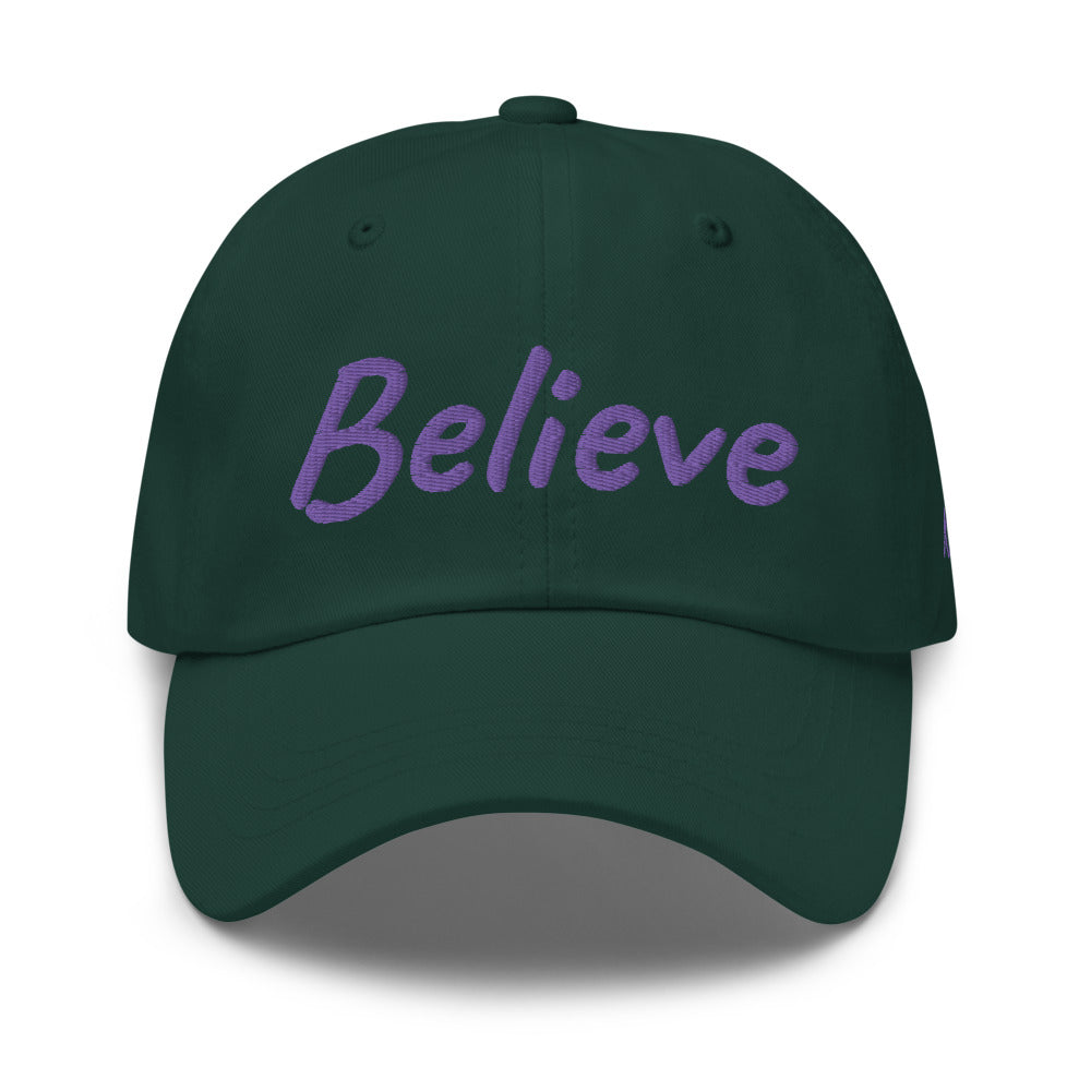 Believe In Amethyst Embroidery on Classic Dad Hat