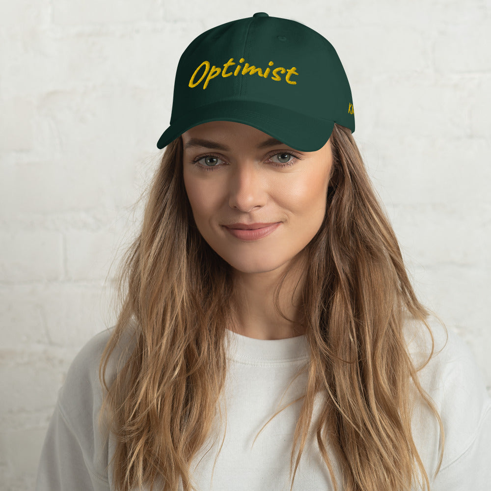 Optimist In Gold Embroidery on Classic Dad Hat