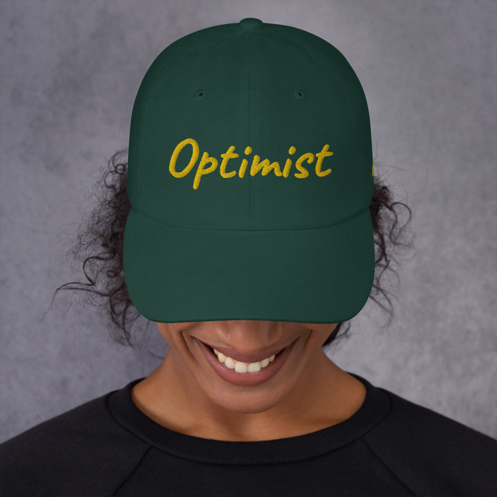 Optimist In Gold Embroidery on Classic Dad Hat