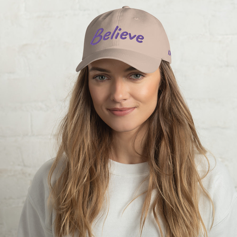 Believe In Amethyst Embroidery on Classic Dad Hat