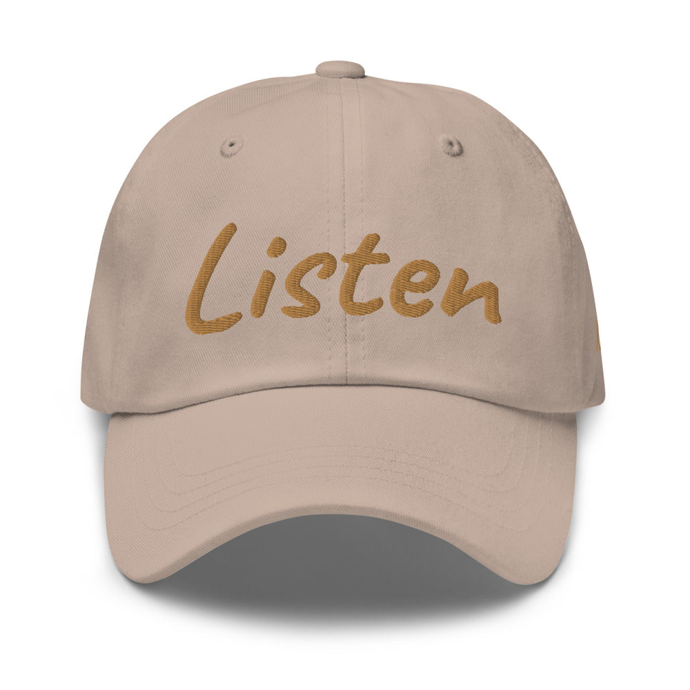 Listen In Copper Embroidery on Classic Dad Hat