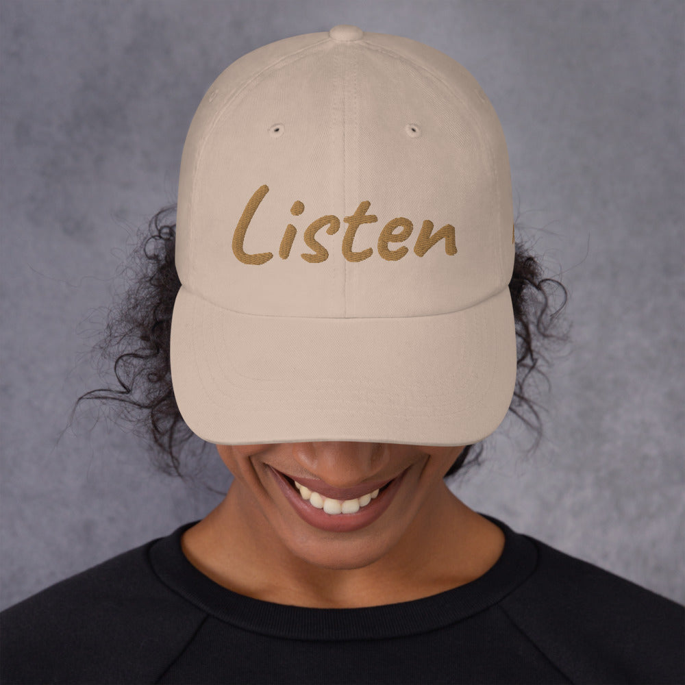 Listen In Copper Embroidery on Classic Dad Hat