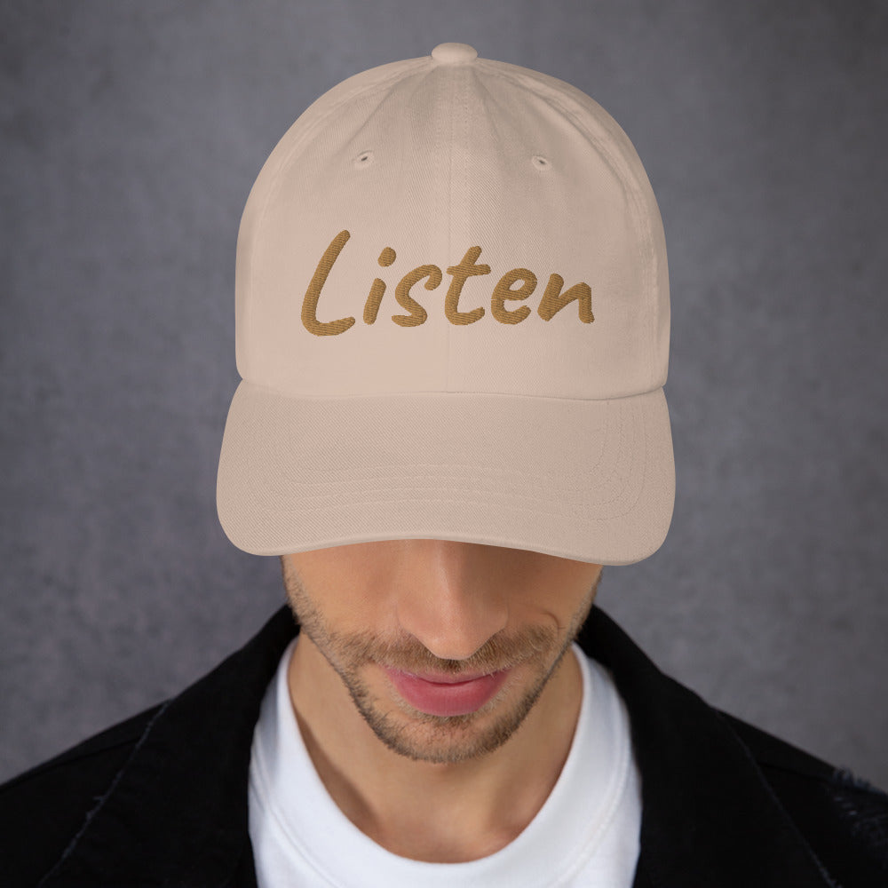 Listen In Copper Embroidery on Classic Dad Hat