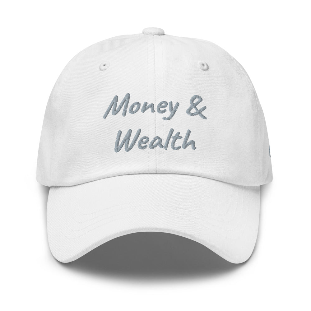 Money & Wealth In Silver Embroidery on Classic Dad Hat