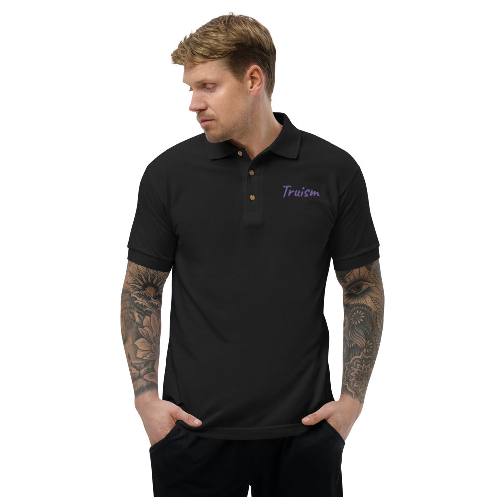 Truism In Amethyst Embroidery on Men's Polo Shirt