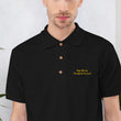 Keep Moving The World Forward In Gold Embroidery on Men's Polo Shirt