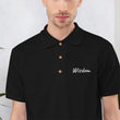 Wisdom In Marble Embroidery on Men's Polo Shirt