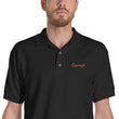 Courage In Amber Embroidery on Men's Polo Shirt