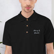 Money & Wealth In Silver Embroidery on Men's Polo Shirt