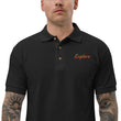 Explore In Amber Embroidery on Men's Polo Shirt