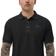 Win In Sapphire Embroidery on Men's Polo Shirt