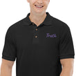 Truth In Amethyst Embroidery on Men's Polo Shirt