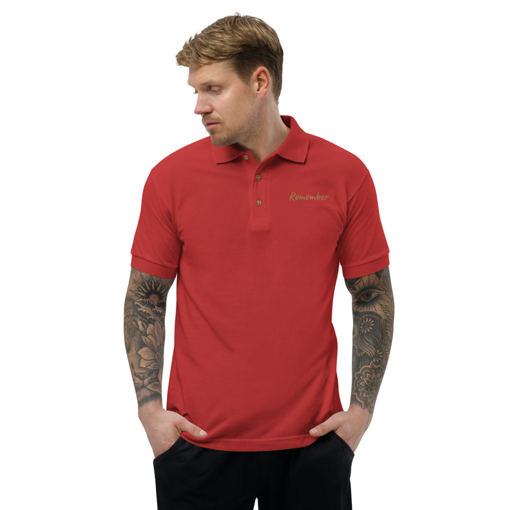 Remember In Celluloid Embroidery on Men's Polo Shirt