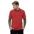 Win In Sapphire Embroidery on Men's Polo Shirt