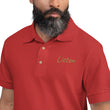 Listen In Copper Embroidery on Men's Polo Shirt