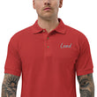 Lead In Silver Embroidery on Men's Polo Shirt