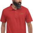 Listen In Copper Embroidery on Men's Polo Shirt