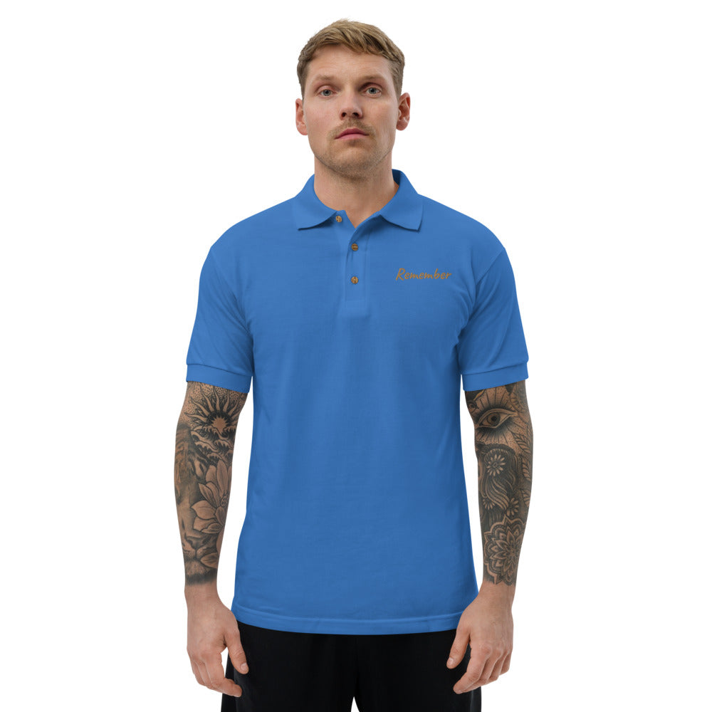 Remember In Celluloid Embroidery on Men's Polo Shirt