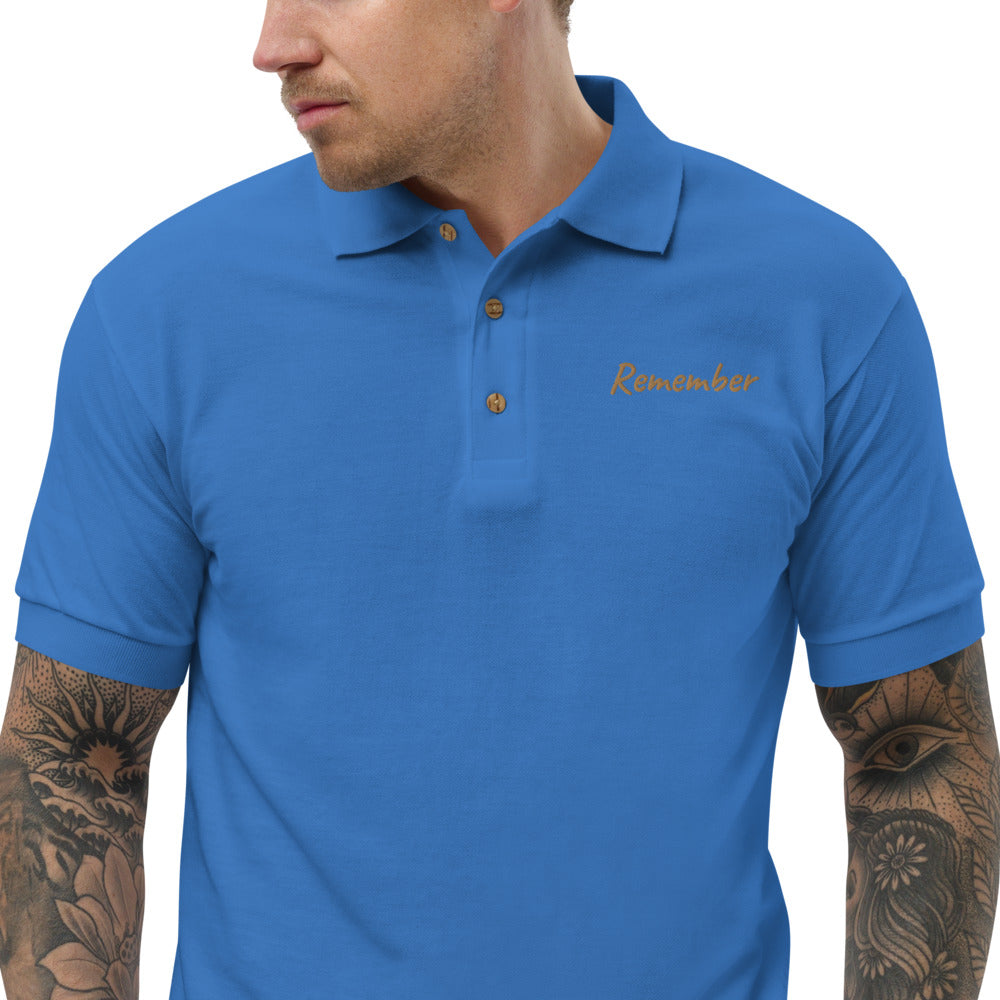 Remember In Celluloid Embroidery on Men's Polo Shirt