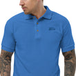 Win In Sapphire Embroidery on Men's Polo Shirt