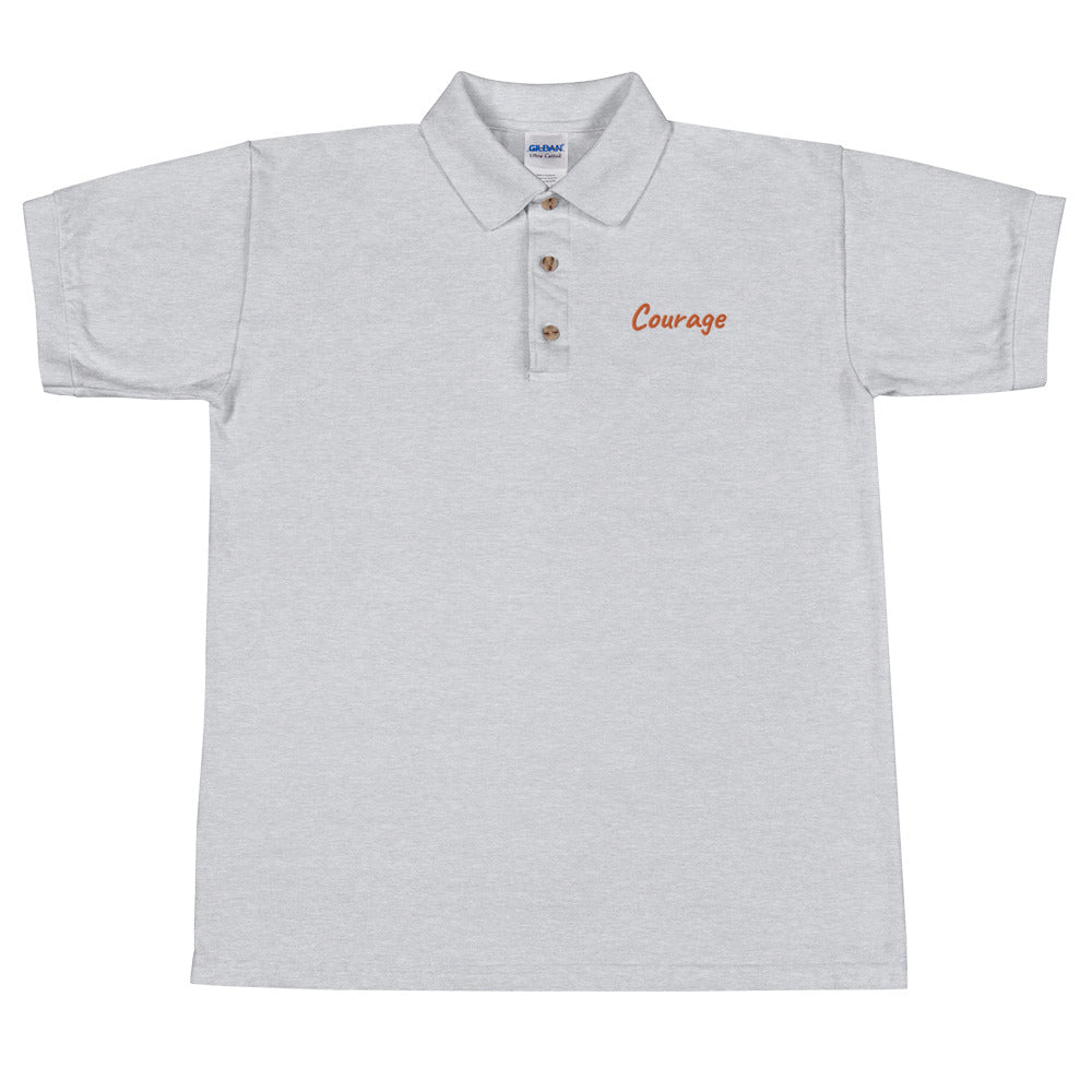 Courage In Amber Embroidery on Men's Polo Shirt