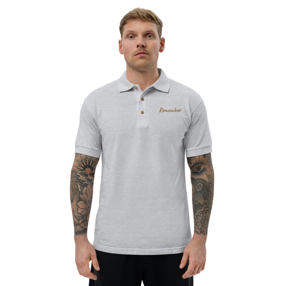 Remember In Celluloid Embroidery on Men's Polo Shirt