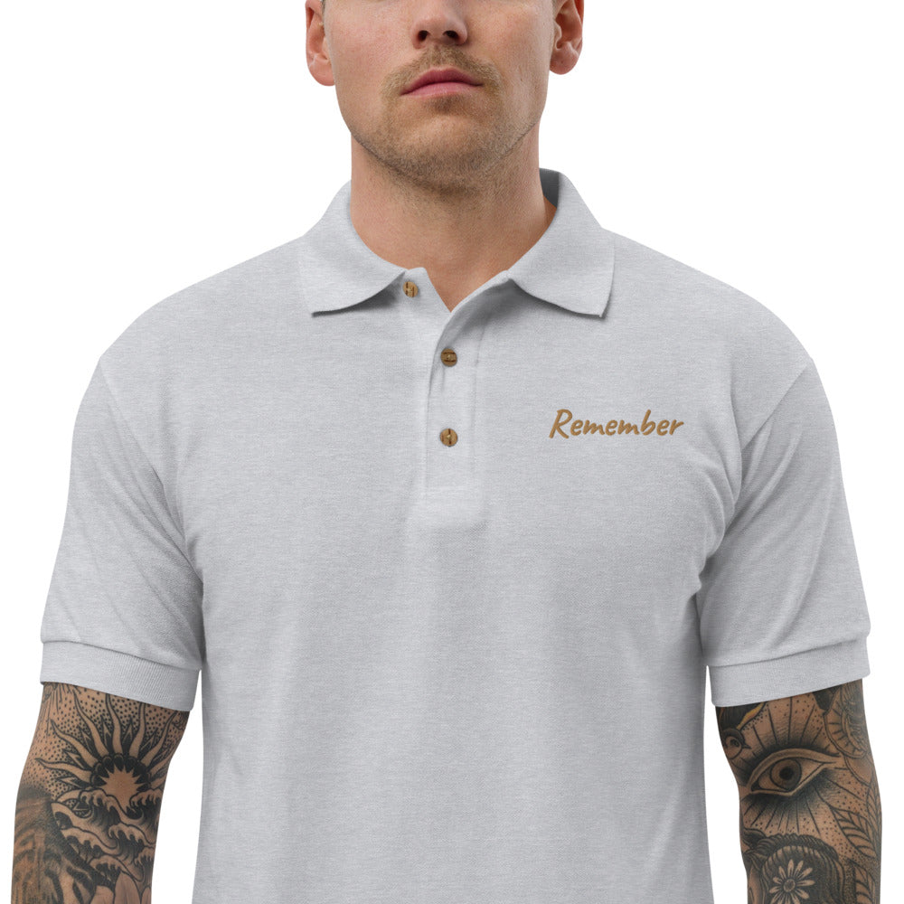 Remember In Celluloid Embroidery on Men's Polo Shirt