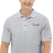 Truth In Amethyst Embroidery on Men's Polo Shirt