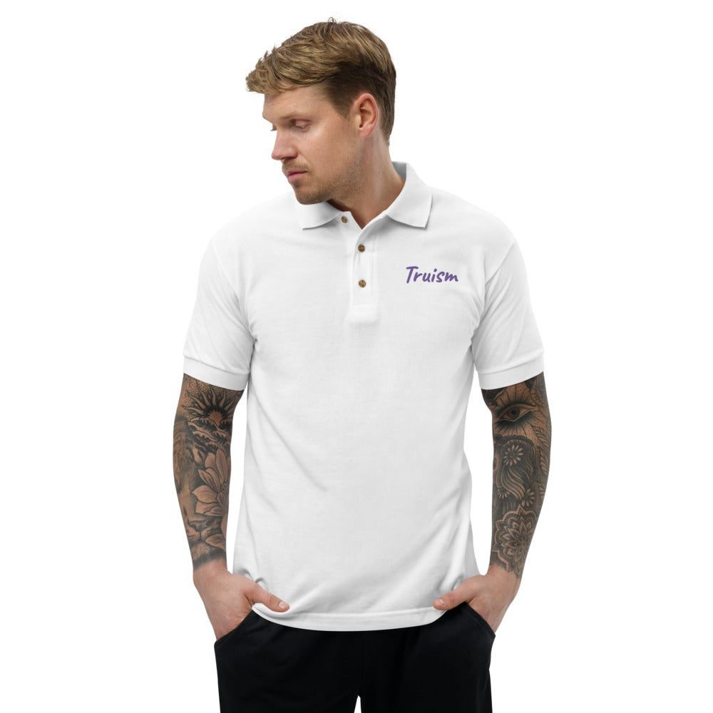 Truism In Amethyst Embroidery on Men's Polo Shirt