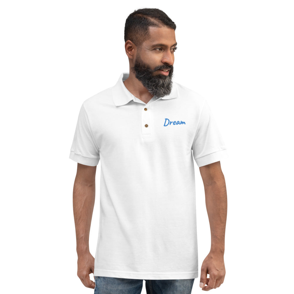 Dream In Sapphire Embroidery on Men's Polo Shirt