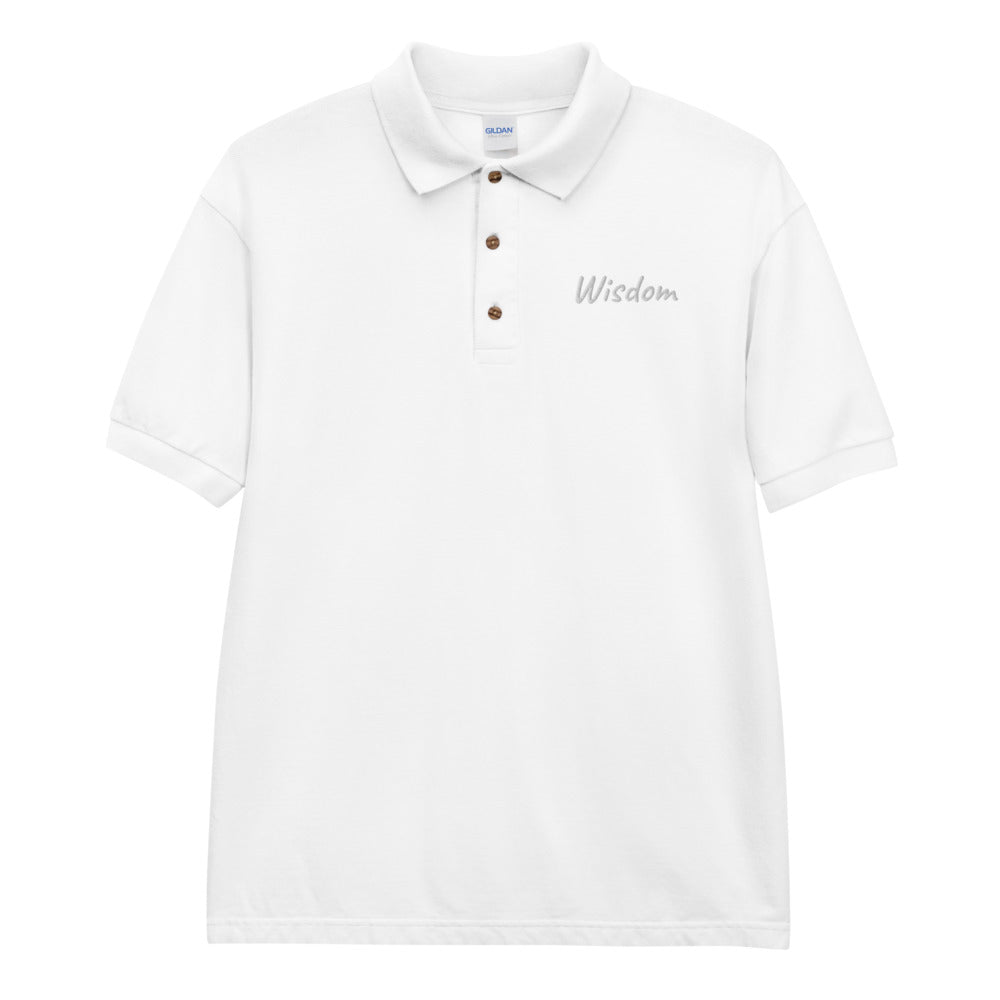 Wisdom In Marble Embroidery on Men's Polo Shirt