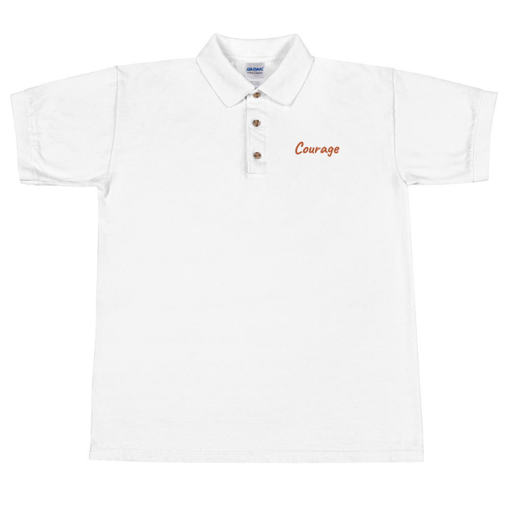 Courage In Amber Embroidery on Men's Polo Shirt