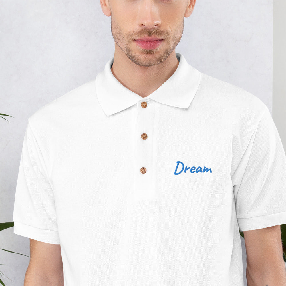 Dream In Sapphire Embroidery on Men's Polo Shirt