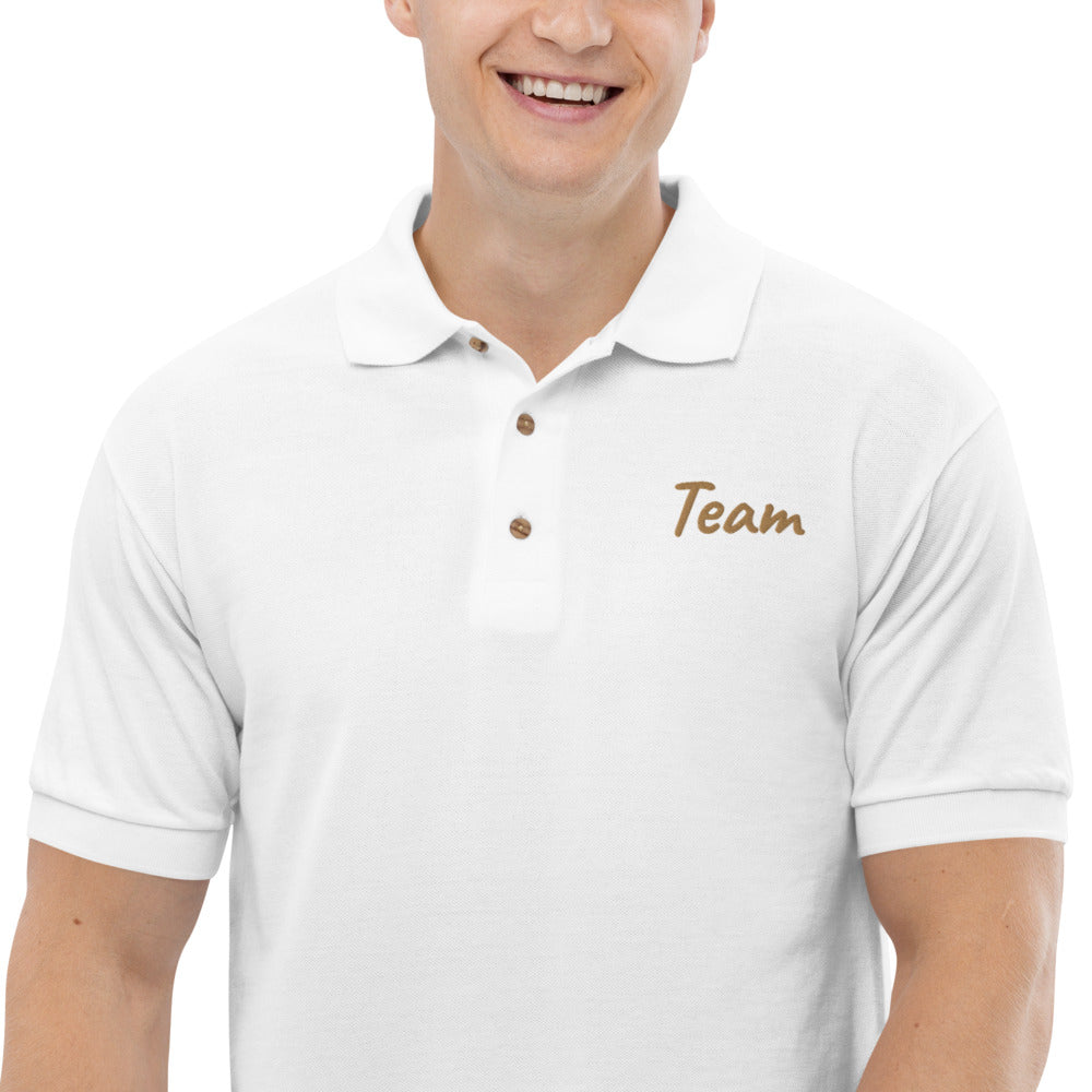 Team In Celluloid Embroidery on Men's Polo Shirt