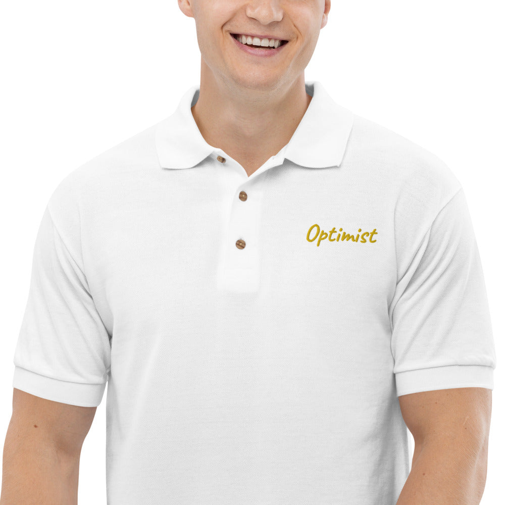 Optimist In Gold Embroidery on Men's Polo Shirt