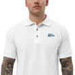 Win In Sapphire Embroidery on Men's Polo Shirt