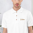 Listen In Copper Embroidery on Men's Polo Shirt