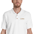 Listen In Copper Embroidery on Men's Polo Shirt