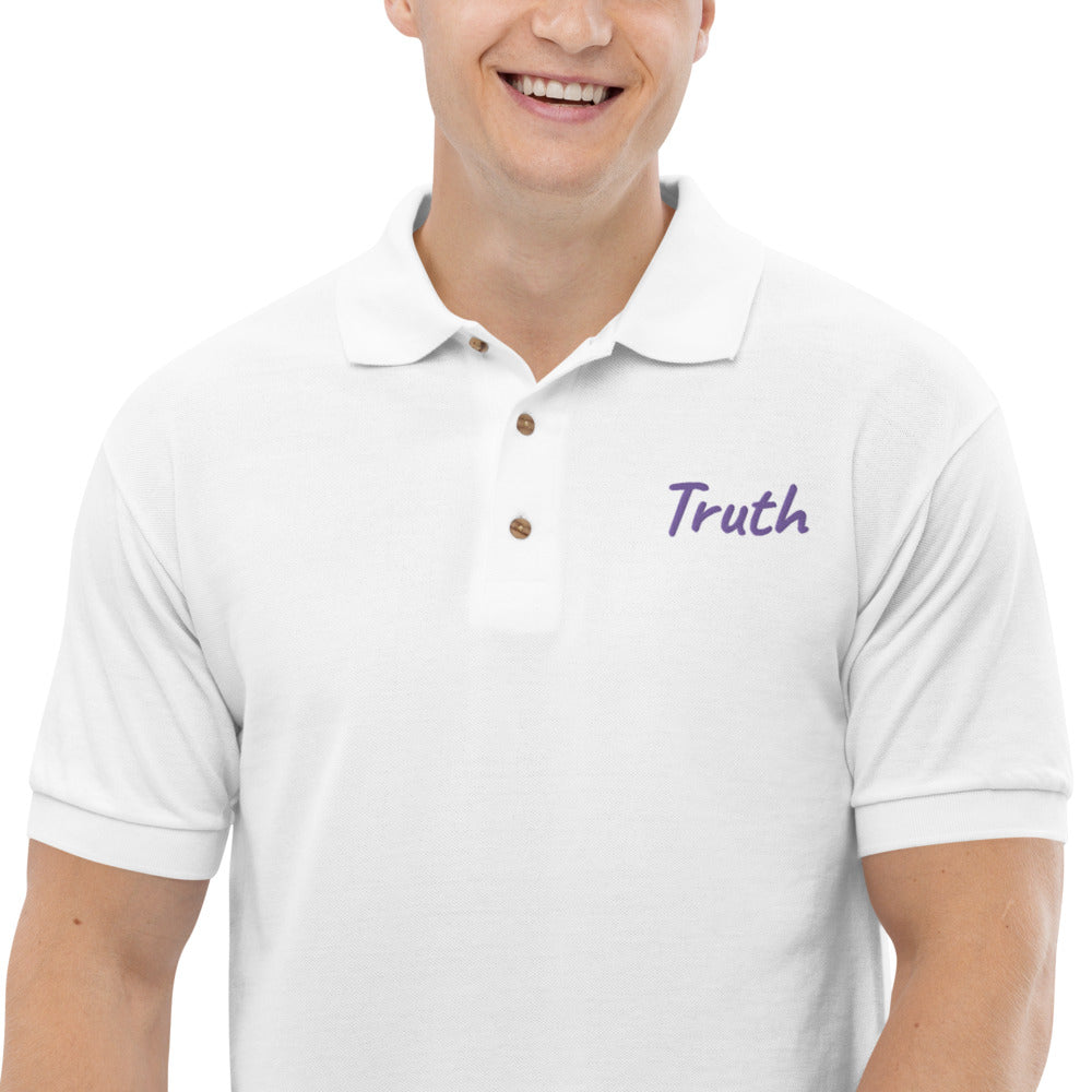 Truth In Amethyst Embroidery on Men's Polo Shirt